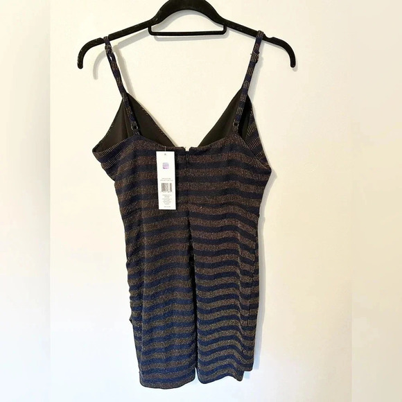 Dress the Population Cosmopolitan NWT Sleeveless Bodycon Mini Dress Gold Blue XL - Picture 3 of 8